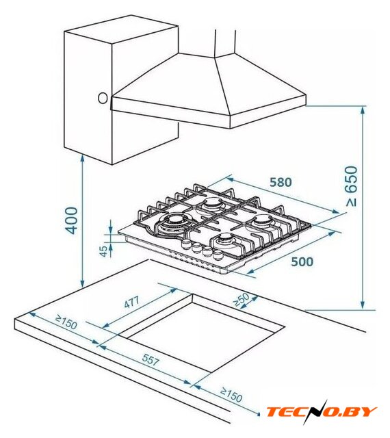 Варочная панель ZorG HAG63 FDW gray - Изображение №9 — Интернет-Магазин TECNO.BY