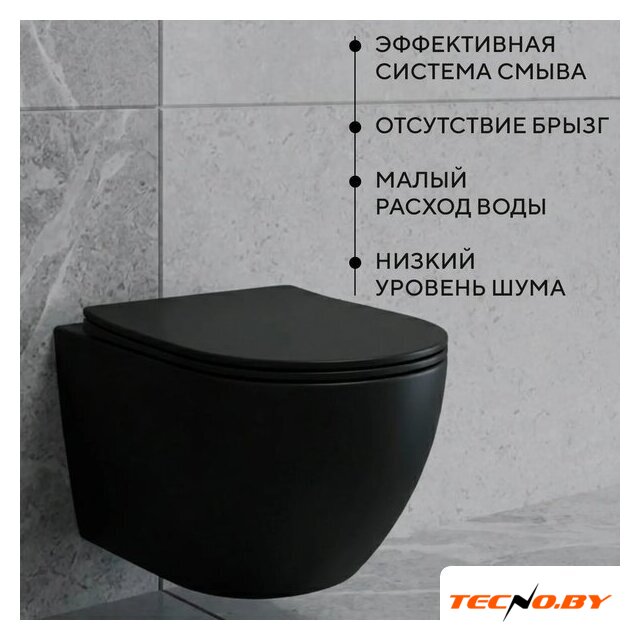 Унитаз подвесной Lauter Augsburg 21109EC + 39504000 (черный матовый с кнопкой смыва) - Изображение №3 — Интернет-Магазин TECNO.BY