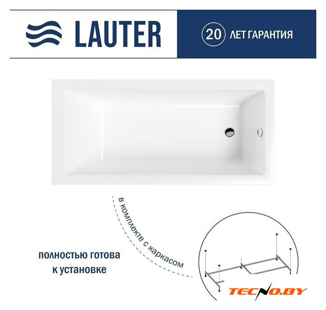 Ванна Lauter Athena 170x80 21090080 (с каркасом) - Изображение №1 — Интернет-Магазин TECNO.BY