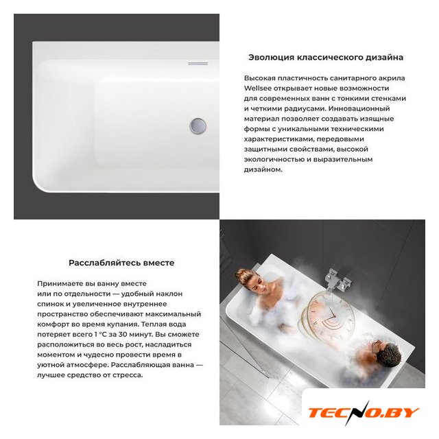 Ванна Wellsee Clermont 170x75 28260204R (пристенная ванна белый глянец, экран, ножки, сифон-автомат золото) - Изображение №5 — Интернет-Магазин TECNO.BY