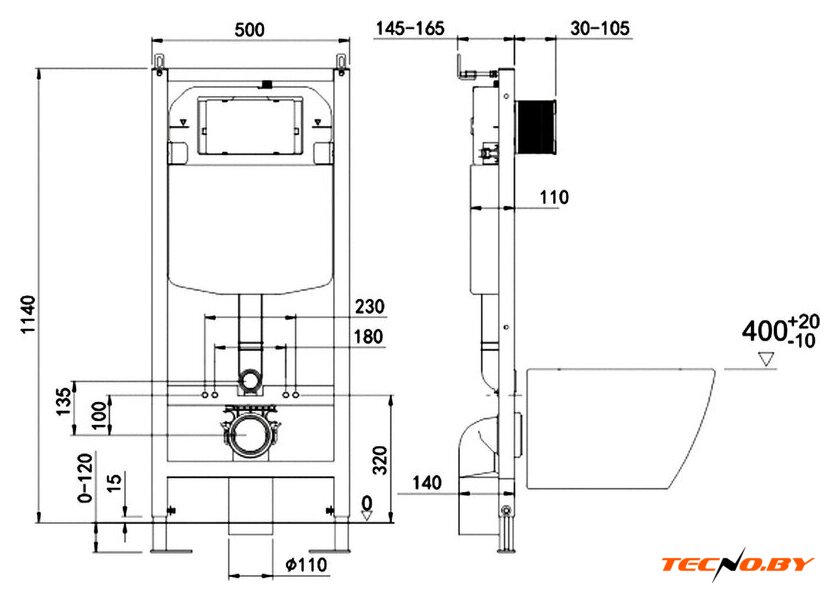 Инсталляция для унитаза Oliveeka M-6601A - Изображение №2 — Интернет-Магазин TECNO.BY