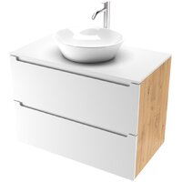 ЗОВ Тумба под умывальник Дион 80 D80LHO0M9003MKV5-LDSPW (белый матовый/дуб)