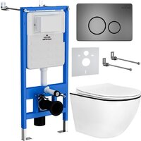 Roxen Antares Black в комплекте с инсталляцией StounFix Dual Fresh 6 в 1 964894 (кнопка: оружейная сталь)