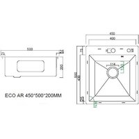 ARFEKA Eco AR мойка 450*500, коландер, дозатор Black Image #7