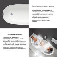 Wellsee Panta Rei 168x73 23720103R (отдельностоящая ванна белый глянец, экран, ножки, сифон-автомат матовый черный) Image #4