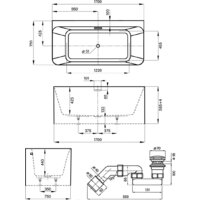 Wellsee Clermont 170x75 28260201R (пристенная ванна белый глянец, экран, ножки, сифон-автомат хром) Image #10