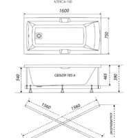 Ванна Triton Алекса 160x75 (с ножками) - Превью изображения №5 — Интернет-Магазин TECNO.BY