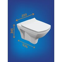 Унитаз подвесной Cersanit Carina New Clean On с инстал. Link Pro (с кнопкой Twins 64117 стекло черный) - Превью изображения №9 — Интернет-Магазин TECNO.BY