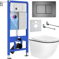 Унитаз подвесной Roxen Antares Black в комплекте с инсталляцией StounFix Dual Fresh 6 в 1 964862 (кнопка: оружейная сталь) - Превью изображения №2 — Интернет-Магазин TECNO.BY