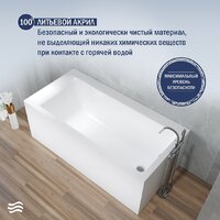 Ванна Lauter Seraphina 170x80 2112170R (с каркасом и сифоном 21Y31001 матовый черный) - Превью изображения №5 — Интернет-Магазин TECNO.BY