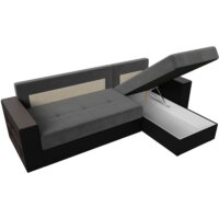 Лига диванов Дубай лайт правый 114160 (велюр серый/экокожа черный) Image #8