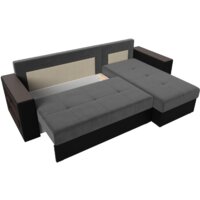 Лига диванов Дубай лайт правый 114160 (велюр серый/экокожа черный) Image #7