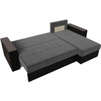 Лига диванов Дубай лайт правый 114160 (велюр серый/экокожа черный) Image #6