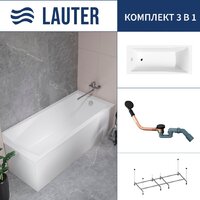 Lauter Aurora 180x80 21010080 (с каркасом и сифоном 21Y11021 матовый черный)
