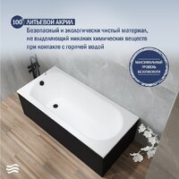 Ванна Lauter Haven 160x75 21202006 (с ножками, лицевым черным и торцевым экраном) - Превью изображения №4 — Интернет-Магазин TECNO.BY