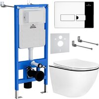 Roxen Antares Black в комплекте с инсталляцией StounFix Dual Fresh 6 в 1 964772 (кнопка: хром глянец)