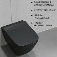 Унитаз подвесной Lauter Magdeburg 21103EC + I012709 + I090251 (черный матовый с кнопкой смыва хром глянцевый) - Превью изображения №6 — Интернет-Магазин TECNO.BY