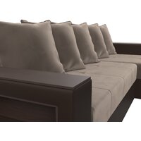 Лига диванов Дубай лайт правый 114156 (велюр коричневый/экокожа коричневый) Image #9