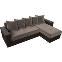 Лига диванов Дубай лайт правый 114156 (велюр коричневый/экокожа коричневый) Image #4