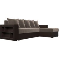 Лига диванов Дубай лайт правый 114156 (велюр коричневый/экокожа коричневый) Image #2