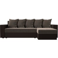 Лига диванов Дубай лайт правый 114156 (велюр коричневый/экокожа коричневый) Image #3
