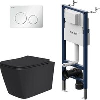 Lauter Magdeburg 21103EC + I012709 + PrimeFit L I090101 (черный матовый с кнопкой смыва белый глянцевый)
