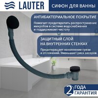 Lauter Ava 170 21208070 (с ножками, лицевым экраном черного цвета и сифоном 21Y31001 матовый черный) Image #2