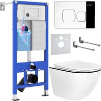 Roxen Antares Black в комплекте с инсталляцией StounFix Dual Fresh 6 в 1 964686 (кнопка: хром глянец)