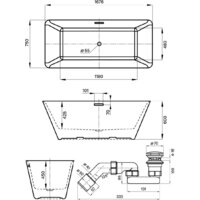 Wellsee Cute Twin S 168x75 23830104R (отдельностоящая ванна белый глянец, экран, ножки, сифон-автомат золото) Image #10