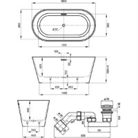 Ванна Wellsee Shell 180x80 28170402R (отдельностоящая ванна белый глянец, экран, ножки, сифон-автомат глянцевый белый) - Превью изображения №10 — Интернет-Магазин TECNO.BY