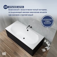 Lauter Ava 170 21208070 (с ножками, лицевым экраном черного цвета и сифоном 21Y11021 матовый черный) Image #5