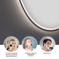  Wellsee Зеркало с фронтальной LED-подсветкой 7 Rays' Spectrum 172202030, 55 x 110 см (с сенсором и регулировкой яркости освещения) - Превью изображения №2 — Интернет-Магазин TECNO.BY