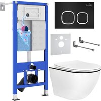 Roxen Antares Black в комплекте с инсталляцией StounFix Dual Fresh 6 в 1 964681 (кнопка: черный матовый)