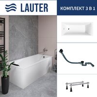 Lauter Aurora 170x75 21010075 (с ножками и сифоном 21Y32001 матовый черный)