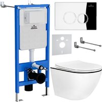 Roxen Antares Black в комплекте с инсталляцией StounFix Dual Fresh 6 в 1 964658 (кнопка: хром глянец)