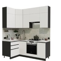 ВерсоМебель Эко Премиум 1.2x2.0 левая (белый фасадный/ст. мрамор лацио)