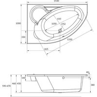 Ванна Cersanit Kaliope 153x100 R 63442 (с каркасом и сифоном Prime черный) - Превью изображения №10 — Интернет-Магазин TECNO.BY