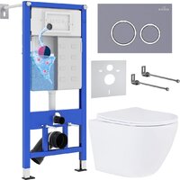 Roxen Antares 530185-01 в комплекте с инсталляцией StounFix Dual Fresh 6 в 1 966051 (кнопка: серый бетон)