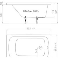 Ванна Triton Стандарт 120x70 (с ножками и экраном) - Превью изображения №7 — Интернет-Магазин TECNO.BY