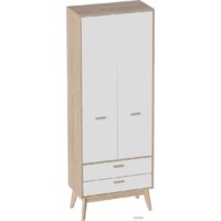 Мебельград Калгари 2дв 2ящ 80.5x58x220 (дуб натуральный светлый/белый матовый)
