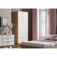 Мебельград Калгари 2дв 2ящ 80.5x58x220 (дуб натуральный светлый/белый матовый) Image #2