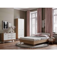 Мебельград Калгари 2дв 2ящ 80.5x58x220 (дуб натуральный светлый/белый матовый) Image #3