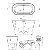 Wellsee Shell 150x73 28170204R (отдельностоящая ванна белый глянец, экран, ножки, сифон-автомат золото) Image #10