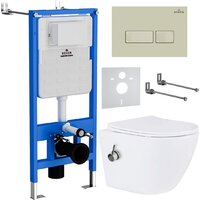 Roxen Antares Bidet в комплекте с инсталляцией StounFix Dual Fresh 6 в 1 966690 (кнопка: бежевый) Image #1