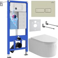 Roxen Royal Matt в комплекте с инсталляцией StounFix Dual Fresh 6 в 1 968222 (кнопка: пастель бежевый)