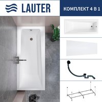 Lauter Versailles 150x75 21070050 (с каркасом, лицевым экраном и сифоном 21Y31001 матовый черный)