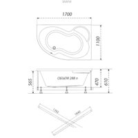 Ванна Triton Мари 170x110 L Люкс Flat (с гидромассажем) - Превью изображения №2 — Интернет-Магазин TECNO.BY
