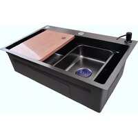 Кухонная мойка Stellar Decor S7045NB-A-D (нано черный, c доской) - Превью изображения №3 — Интернет-Магазин TECNO.BY