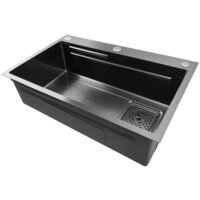 Кухонная мойка Stellar Decor S7045NB-A-D (нано черный, c доской) - Превью изображения №7 — Интернет-Магазин TECNO.BY