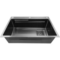 Кухонная мойка Stellar Decor S7045NB-A-D (нано черный, c доской) - Превью изображения №4 — Интернет-Магазин TECNO.BY